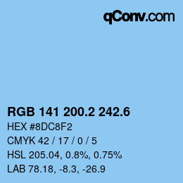 カラーコード: RGB 141 200.2 242.6 | qconv.com