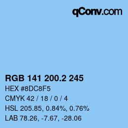 カラーコード: RGB 141 200.2 245 | qconv.com
