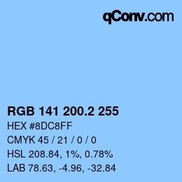 Color code: RGB 141 200.2 255 | qconv.com