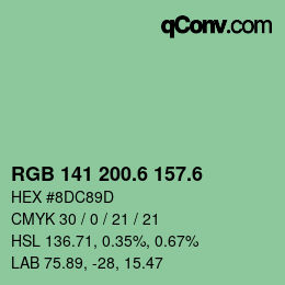 カラーコード: RGB 141 200.6 157.6 | qconv.com