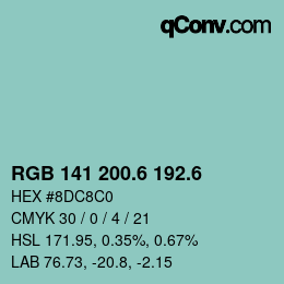 カラーコード: RGB 141 200.6 192.6 | qconv.com