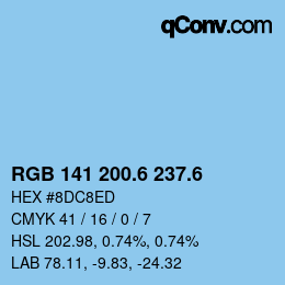カラーコード: RGB 141 200.6 237.6 | qconv.com