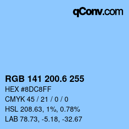 カラーコード: RGB 141 200.6 255 | qconv.com