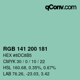 Color code: RGB 141 200 181 | qconv.com