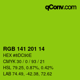 Color code: RGB 141 201 14 | qconv.com