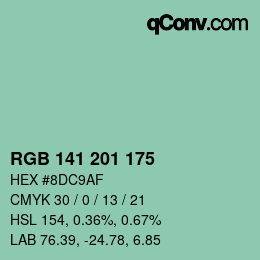 Color code: RGB 141 201 175 | qconv.com