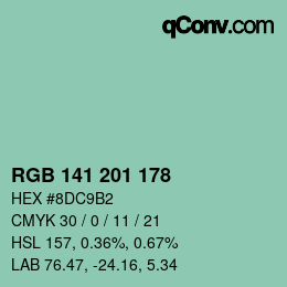 Color code: RGB 141 201 178 | qconv.com