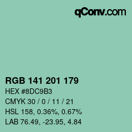 Color code: RGB 141 201 179 | qconv.com