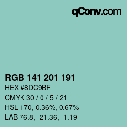 Color code: RGB 141 201 191 | qconv.com