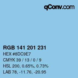 Color code: RGB 141 201 231 | qconv.com