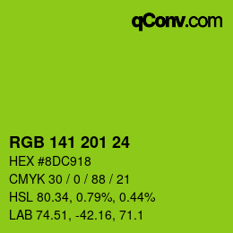 Color code: RGB 141 201 24 | qconv.com