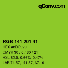 Color code: RGB 141 201 41 | qconv.com