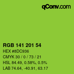 Color code: RGB 141 201 54 | qconv.com