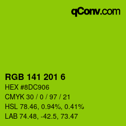 Color code: RGB 141 201 6 | qconv.com