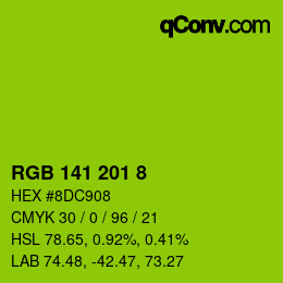 Farbcode: RGB 141 201 8 | qconv.com
