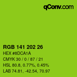 Color code: RGB 141 202 26 | qconv.com