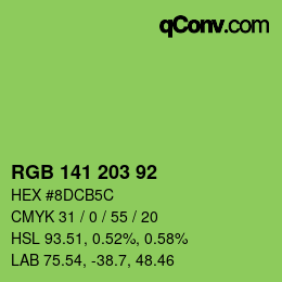 カラーコード: RGB 141 203 92 | qconv.com