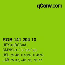 Color code: RGB 141 204 10 | qconv.com