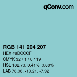 Code couleur: RGB 141 204 207 | qconv.com