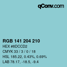 カラーコード: RGB 141 204 210 | qconv.com