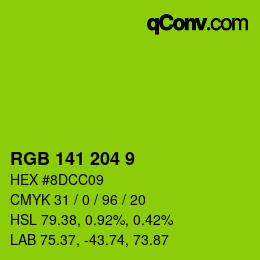 Color code: RGB 141 204 9 | qconv.com