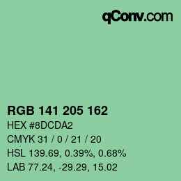 Color code: RGB 141 205 162 | qconv.com