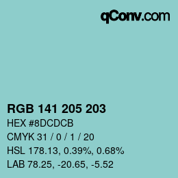 カラーコード: RGB 141 205 203 | qconv.com