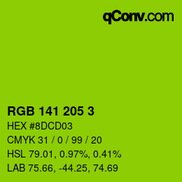 Color code: RGB 141 205 3 | qconv.com