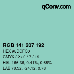 Color code: RGB 141 207 192 | qconv.com