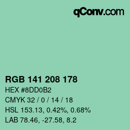 Color code: RGB 141 208 178 | qconv.com