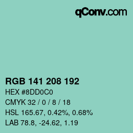 Color code: RGB 141 208 192 | qconv.com