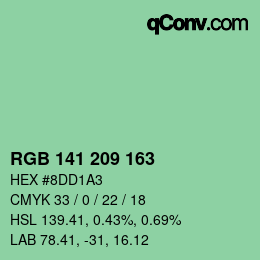 カラーコード: RGB 141 209 163 | qconv.com