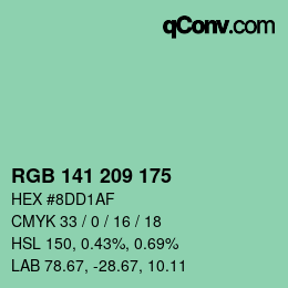 Color code: RGB 141 209 175 | qconv.com