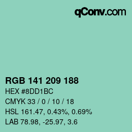 カラーコード: RGB 141 209 188 | qconv.com