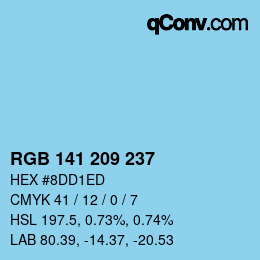カラーコード: RGB 141 209 237 | qconv.com