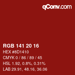 Color code: RGB 141 20 16 | qconv.com