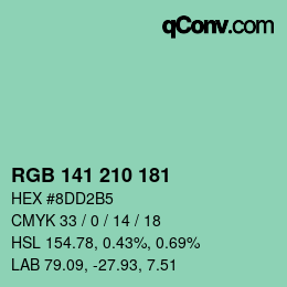Color code: RGB 141 210 181 | qconv.com