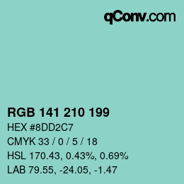 Color code: RGB 141 210 199 | qconv.com