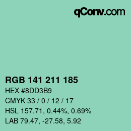 Color code: RGB 141 211 185 | qconv.com