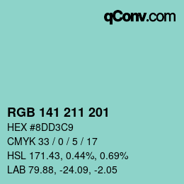 Color code: RGB 141 211 201 | qconv.com