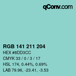 Color code: RGB 141 211 204 | qconv.com
