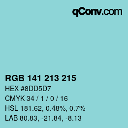 Color code: RGB 141 213 215 | qconv.com