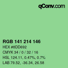 Color code: RGB 141 214 146 | qconv.com