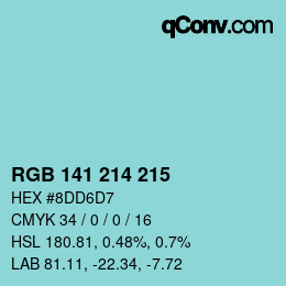 Color code: RGB 141 214 215 | qconv.com