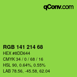 Color code: RGB 141 214 68 | qconv.com