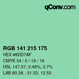 Color code: RGB 141 215 175 | qconv.com
