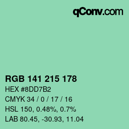 Color code: RGB 141 215 178 | qconv.com