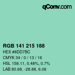 カラーコード: RGB 141 215 188 | qconv.com