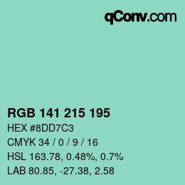 Color code: RGB 141 215 195 | qconv.com