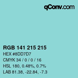 カラーコード: RGB 141 215 215 | qconv.com